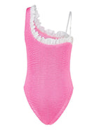 Costume intero Nai per bambina Paramidonna Kids rosa con rifinitura con ruches - Rubino Kids