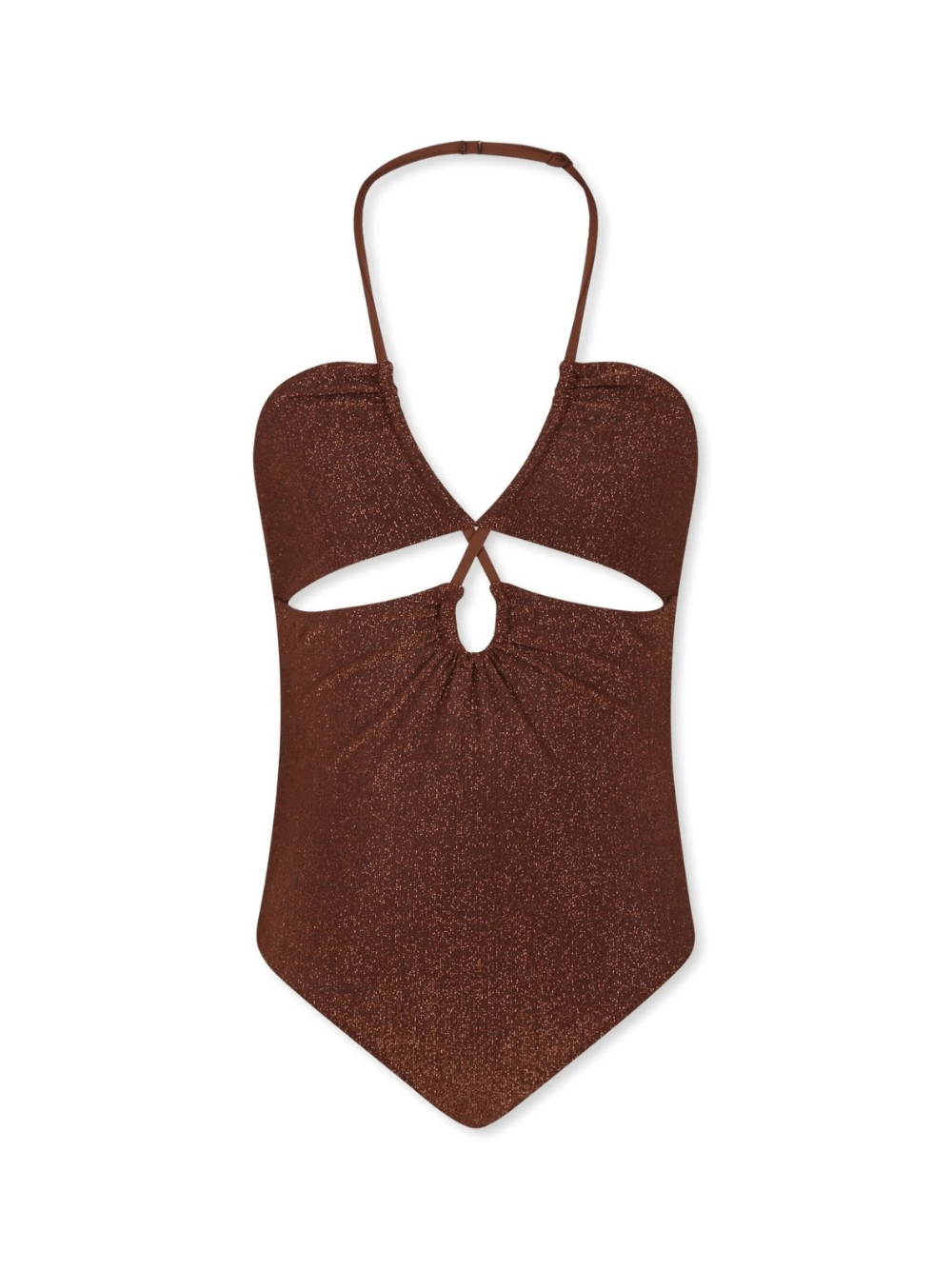 Costume intero per bambina MC2 Saint Barth Kids marrone con dettaglio cut - out - Rubino Kids