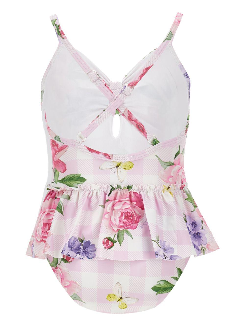 Costume intero per bambina Monnalisa rosa a fiori - Rubino Kids