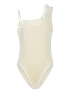 Costume intero per bambina Paramidonna Kids beige con rifinitura con ruches - Rubino Kids