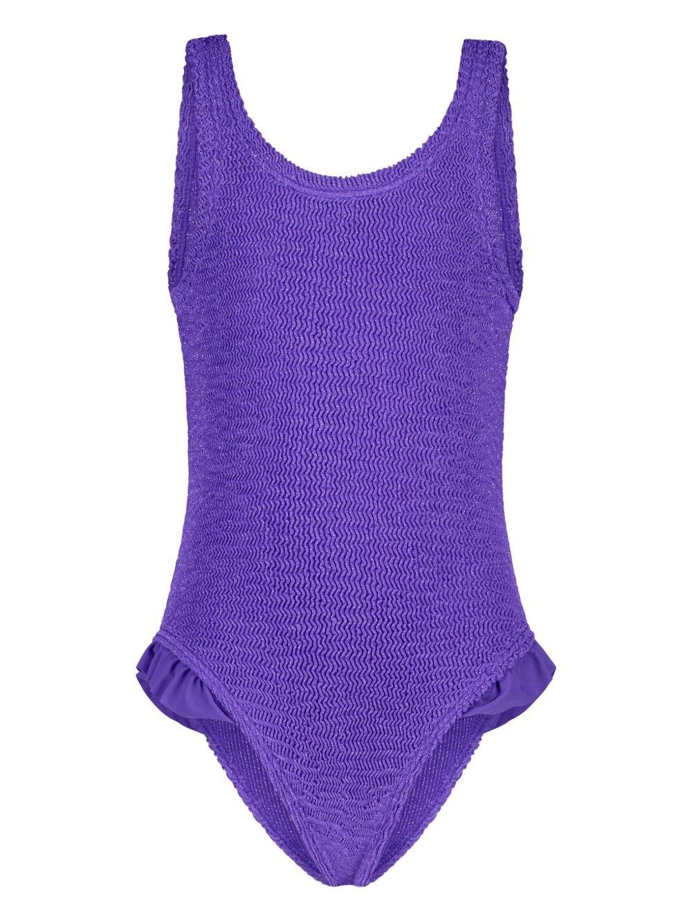 Costume intero per bambina Paramidonna Kids viola con orlo increspato - Rubino Kids