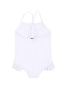 Costume intero per neonata Moschino Kids bianco con ruches - Rubino Kids