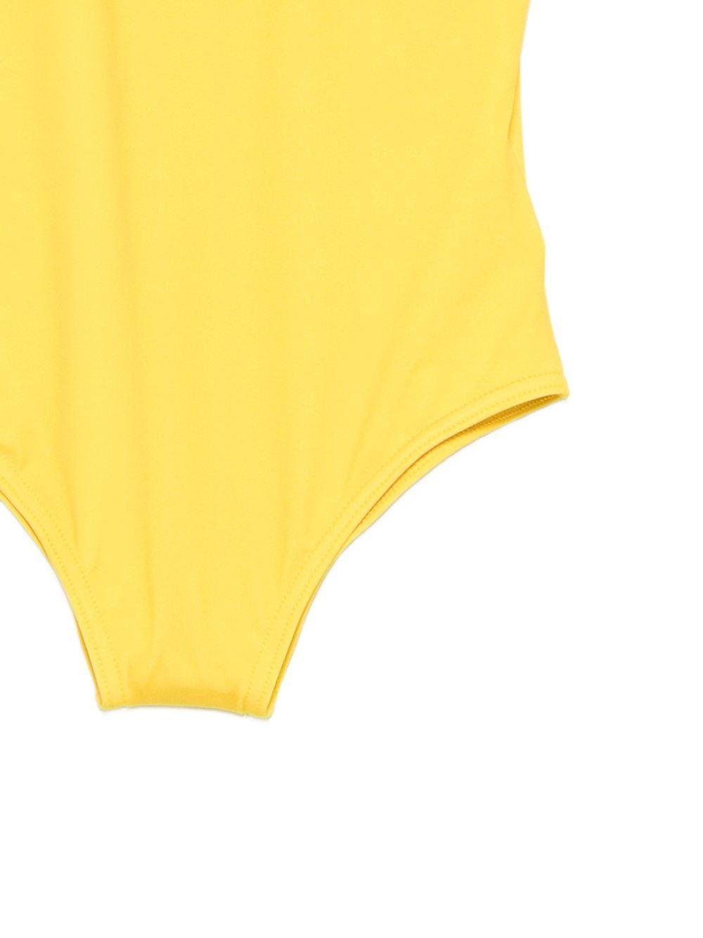 Costume intero per neonata Moschino Kids giallo con stampa Teddy sul davanti - Rubino Kids
