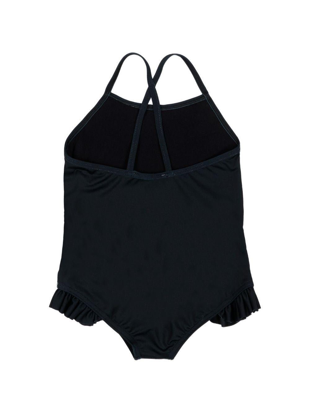 Costume intero per neonata Moschino Kids nero con stampa Teddy Bear sul davanti - Rubino Kids