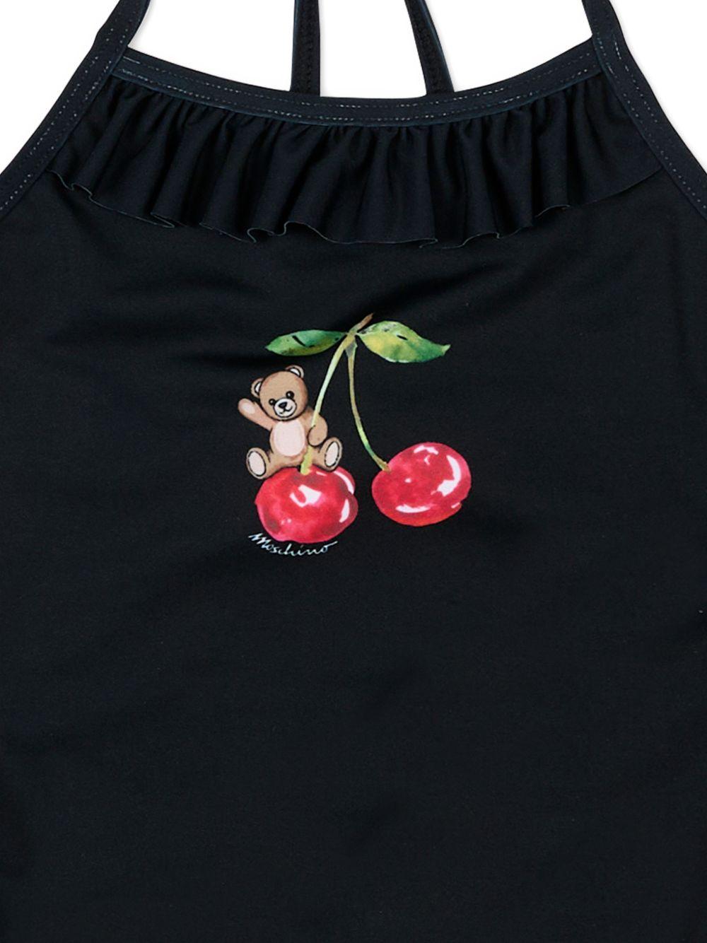 Costume intero per neonata Moschino Kids nero con stampa Teddy Bear sul davanti - Rubino Kids