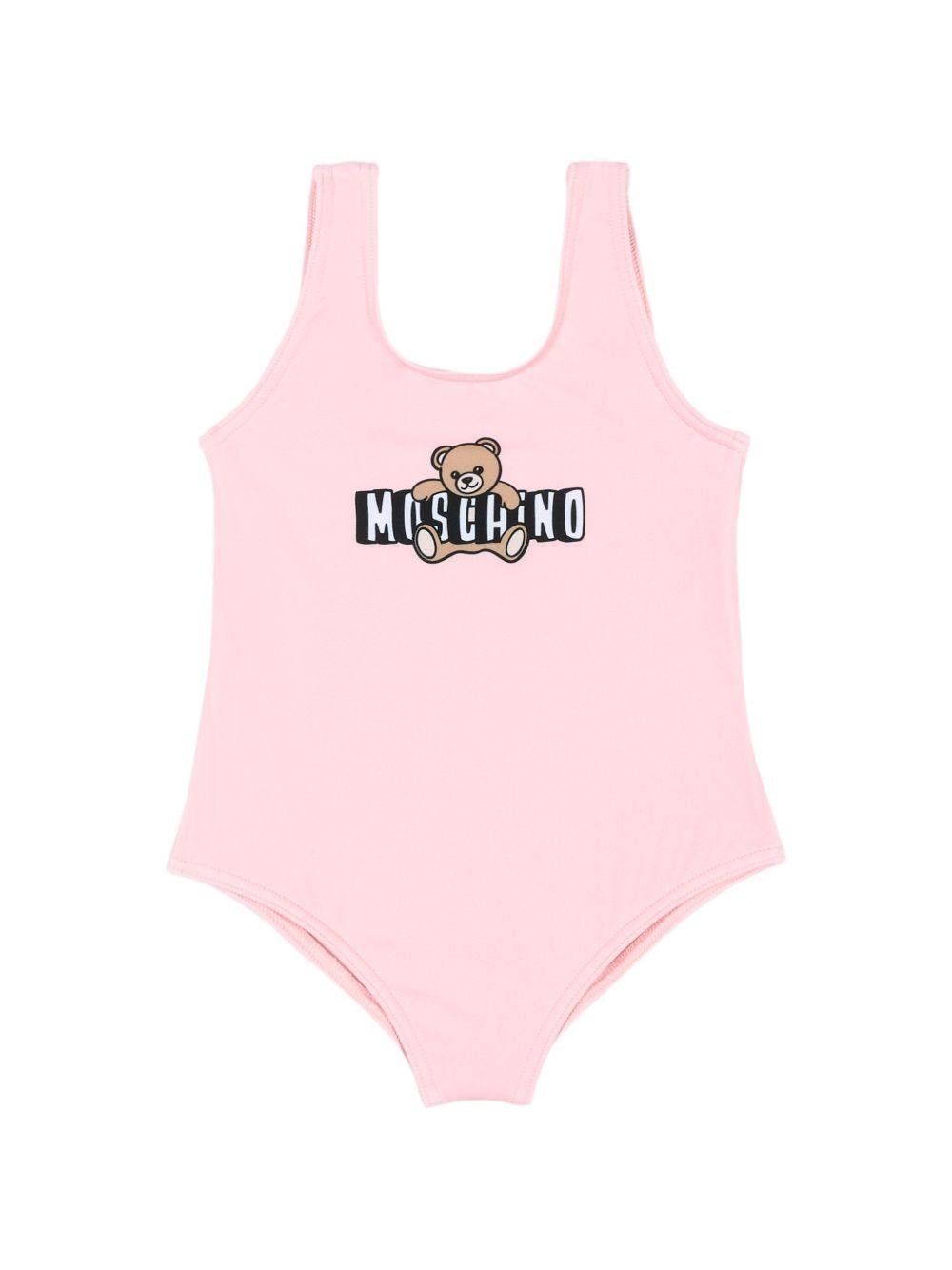Costume intero per neonata Moschino Kids rosa con stampa Teddy sul davanti - Rubino Kids