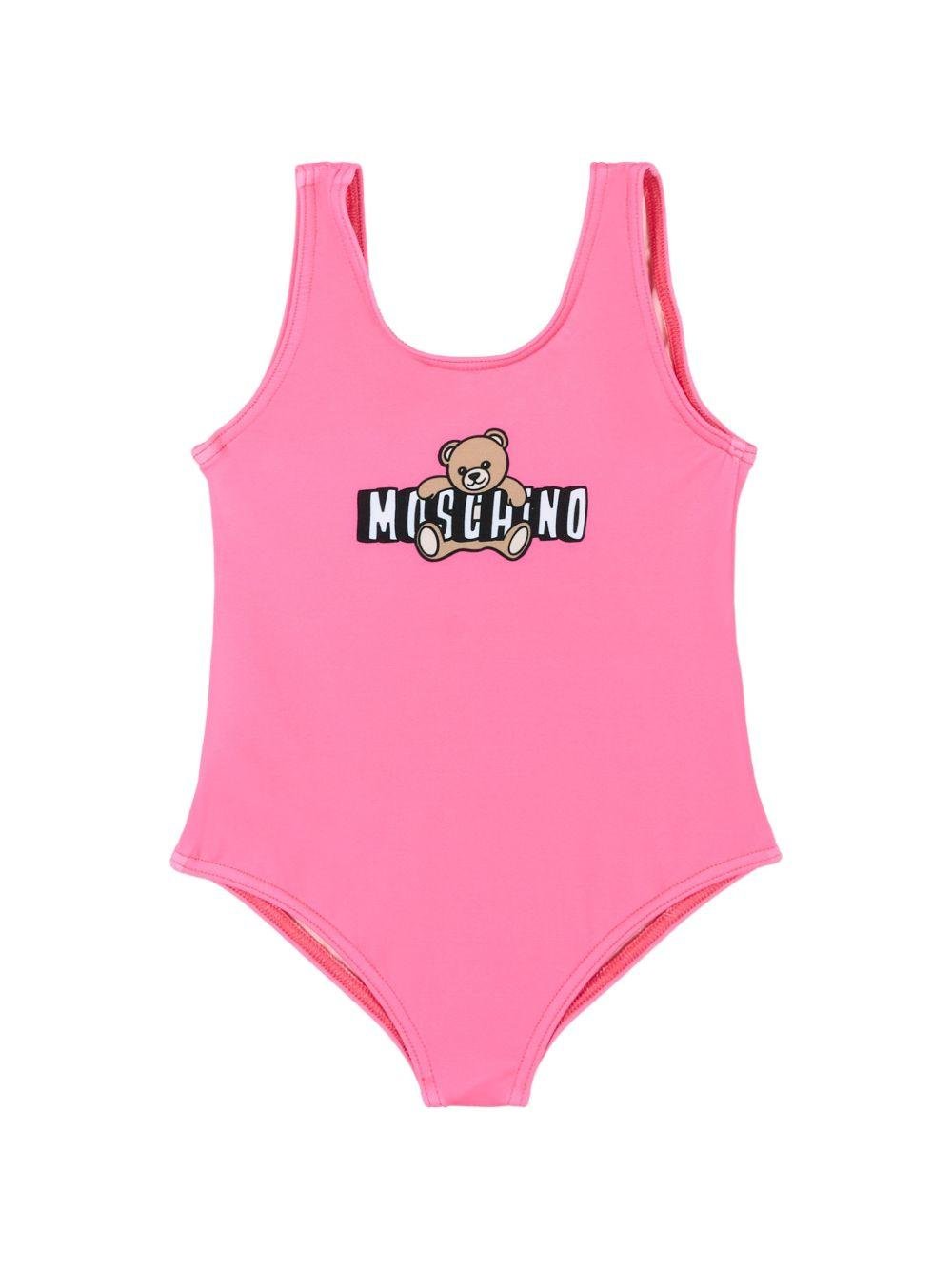 Costume intero per neonata Moschino Kids rosa con stampa Teddy sul davanti - Rubino Kids
