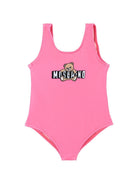 Costume intero per neonata Moschino Kids rosa con stampa Teddy sul davanti - Rubino Kids