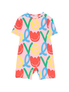 Costume intero per neonata Stella McCartney Kids rosa con stampa floreale all - over - Rubino Kids