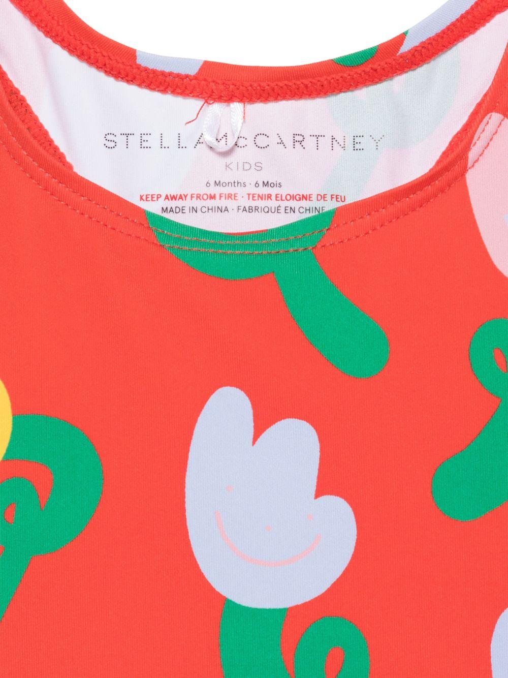 Costume intero per neonata Stella McCartney rosso con stampa floreale all - over - Rubino Kids
