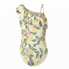 Costume Net per bambina Molo beige con stampa Limoni all - over - Rubino Kids