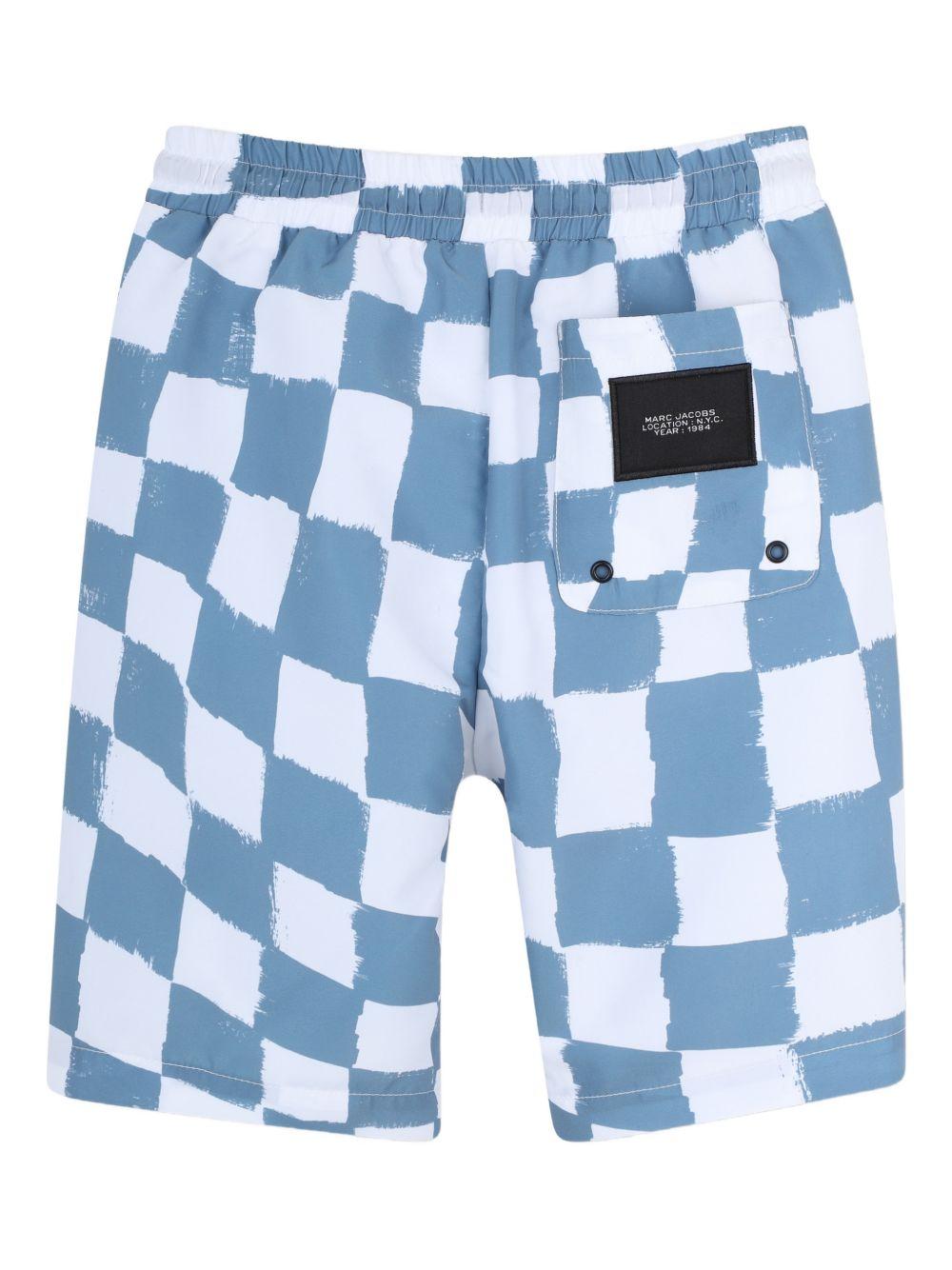 Costume per bambino The Marc Jacobs Kids bianco con motivo a quadri azzurri - Rubino Kids