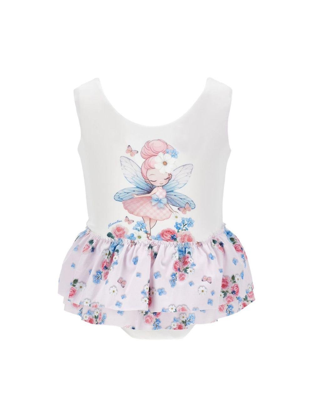 Costume per neonata Monnalisa bianco con motivo a fiori - Rubino Kids