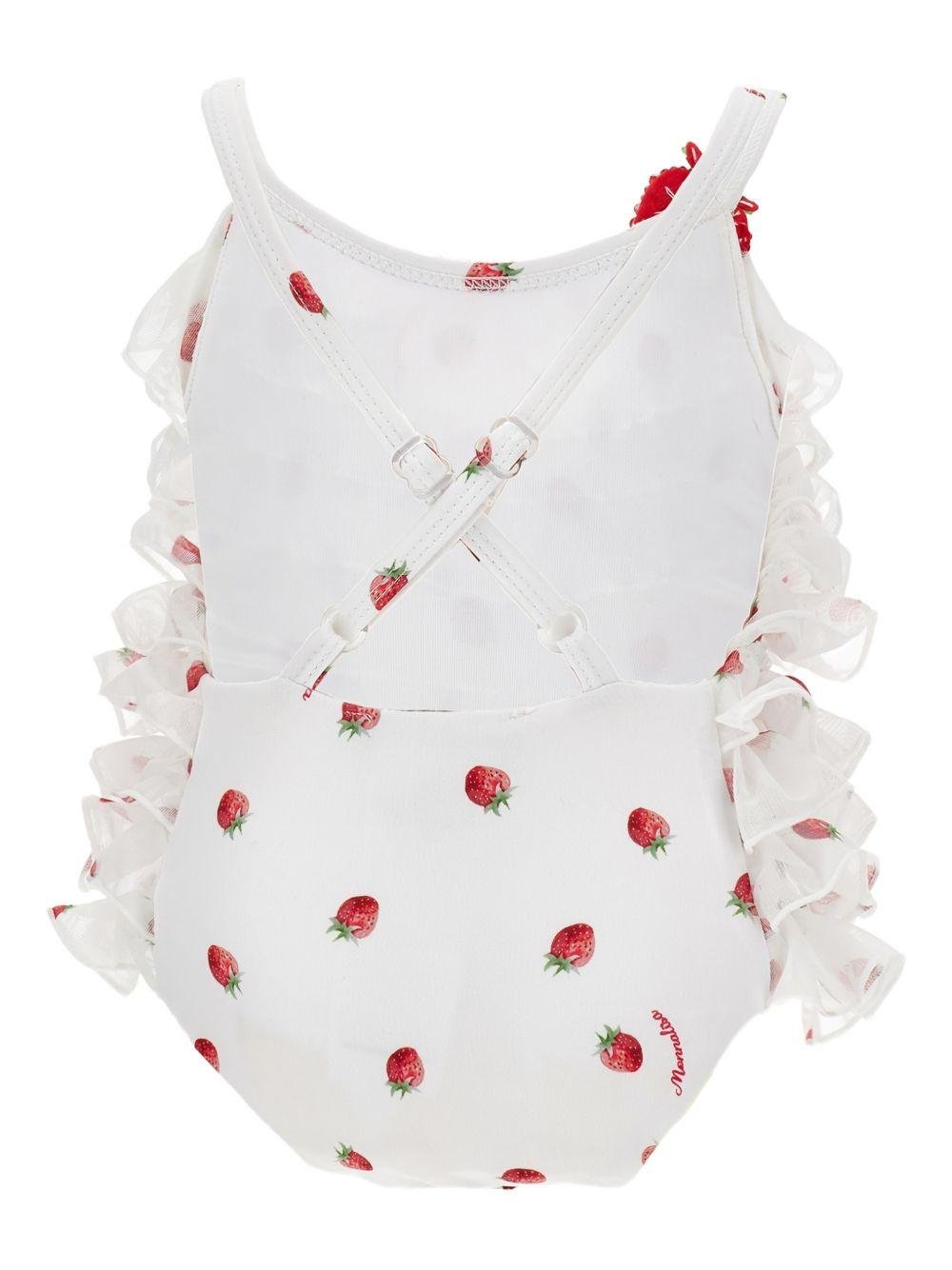 Costume per neonata Monnalisa bianco con spalline regolabili - Rubino Kids