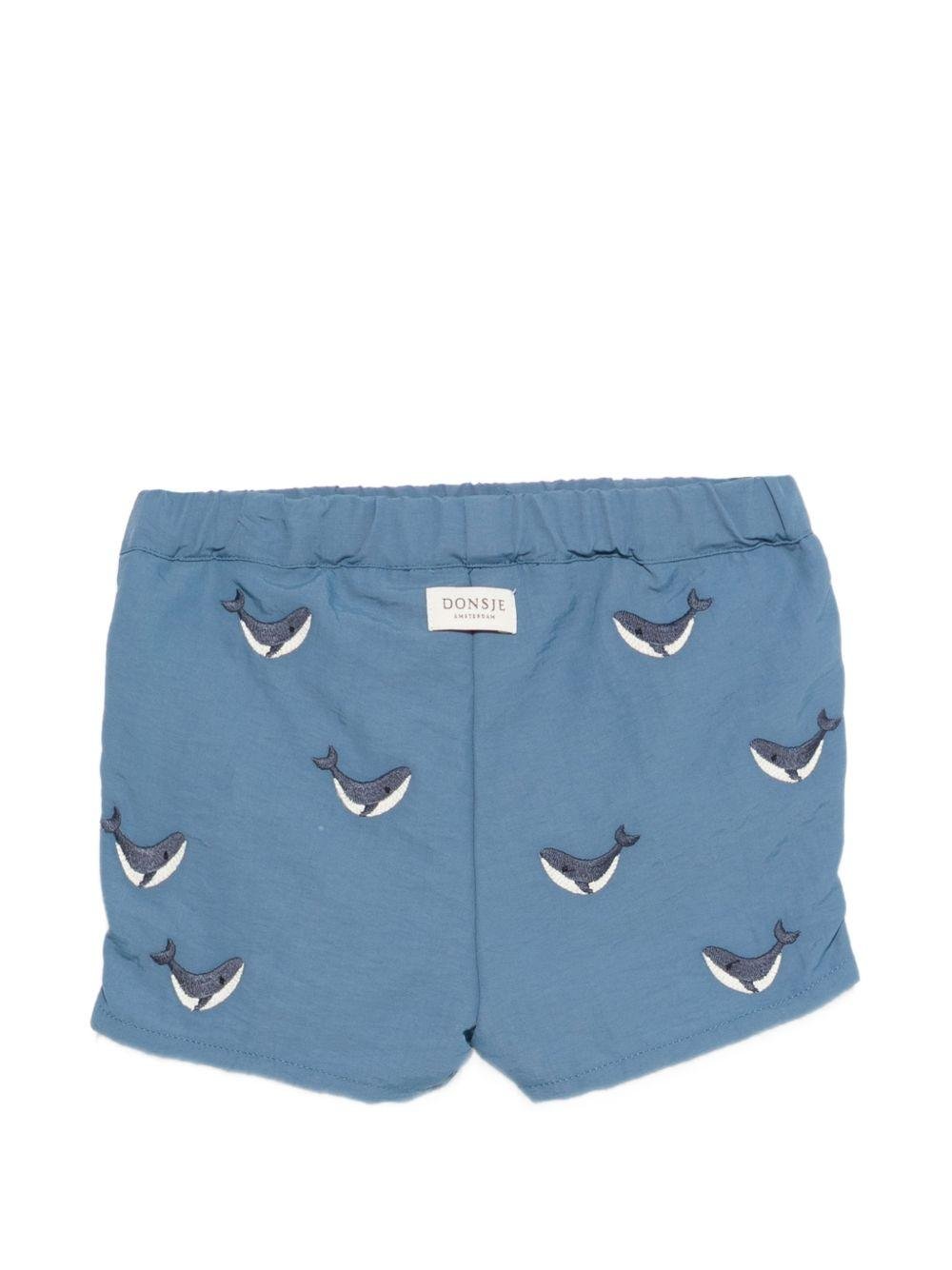 Costume per neonato Donsje blu con ricamo balene all - over - Rubino Kids