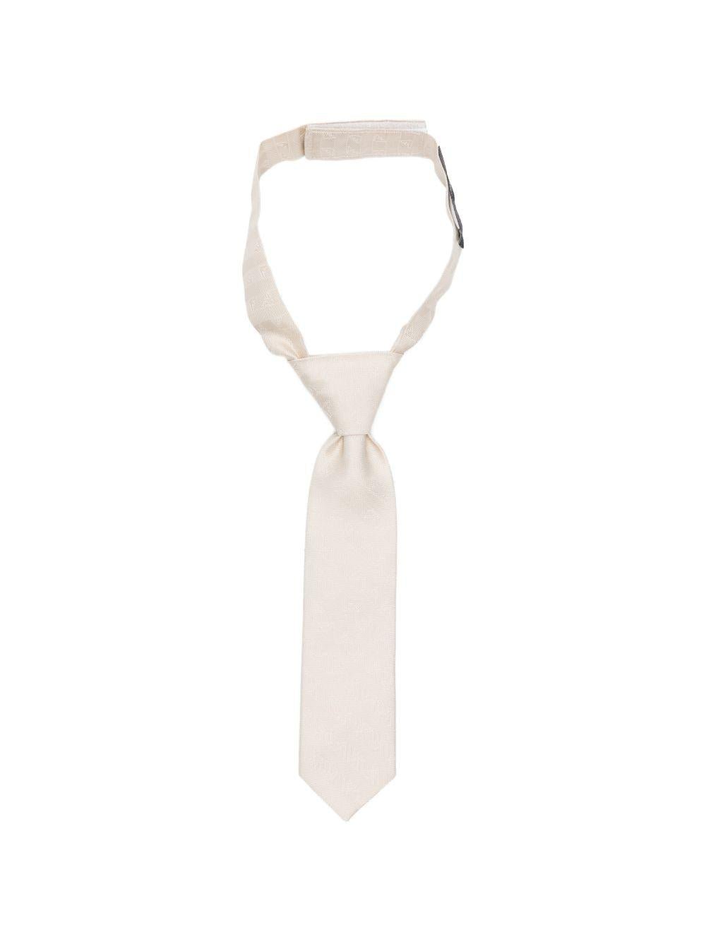 Cravatta per neonato Emporio Armani Kids beige con logo jacquard - Rubino Kids
