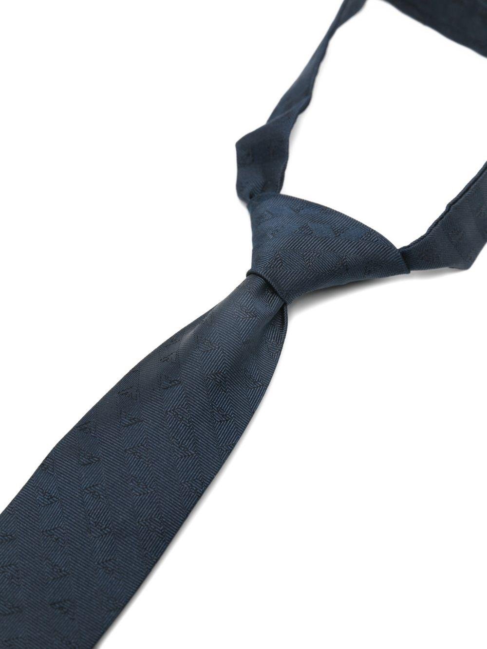 Cravatta per neonato Emporio Armani Kids blu con logo jacquard - Rubino Kids