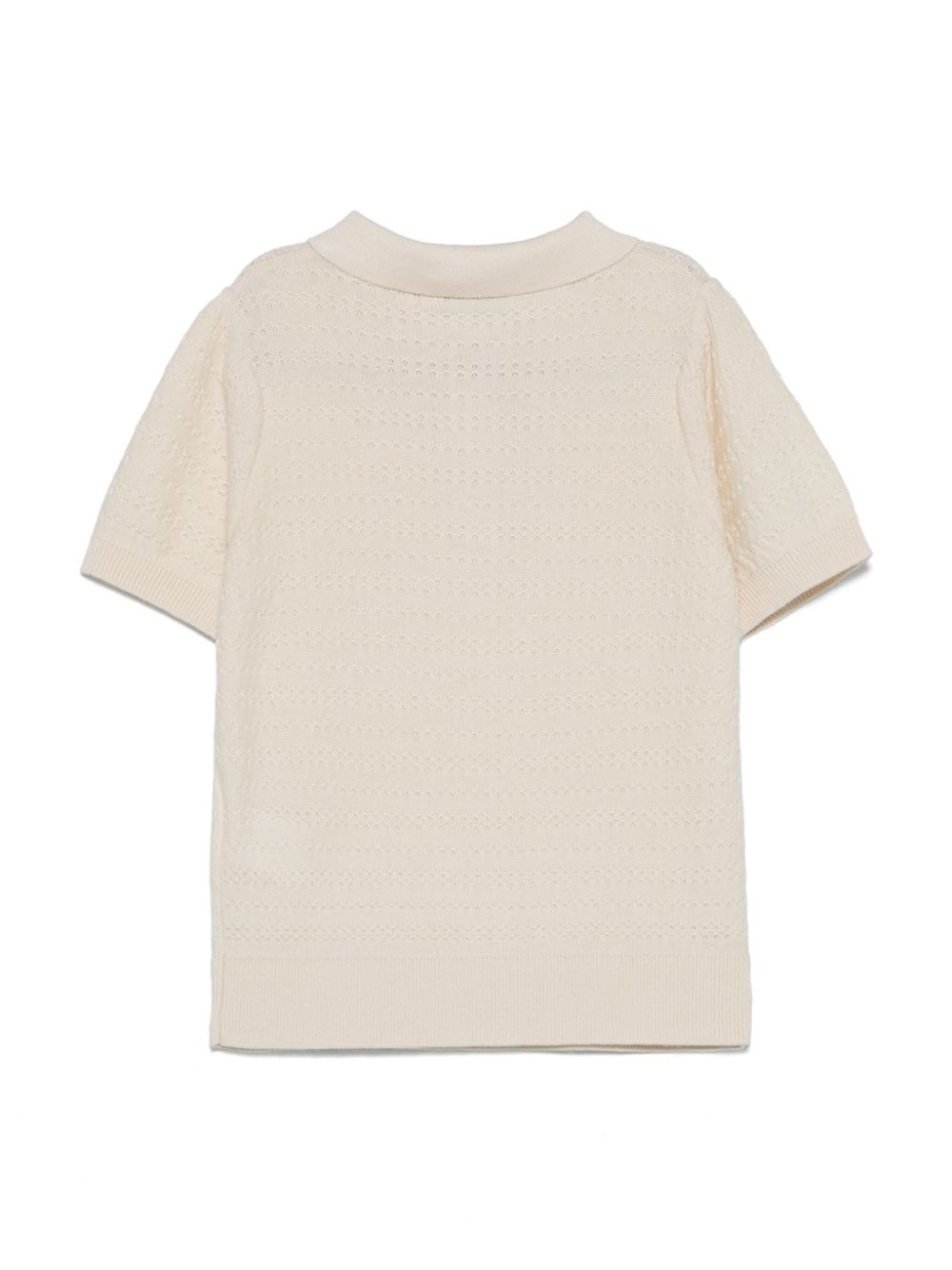 Evani polo top per bambina Bonpoint beige con orlo a coste - Rubino Kids