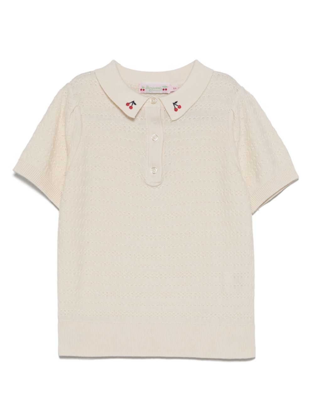 Evani polo top per bambina Bonpoint beige con orlo a coste - Rubino Kids