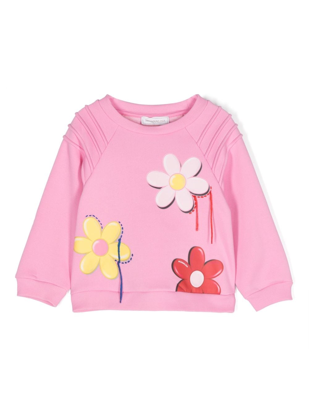 Felpa a fiori per bambina Monnalisa rosa con trama jersey - Rubino Kids