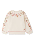 Felpa beige per bambina Bonpoint beige con motivo a fiori - Rubino Kids