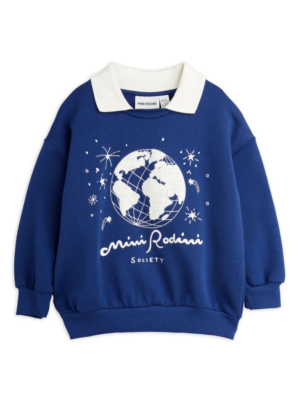 Felpa blu per bambina con stampa grafica con logo Mini Rodini - Rubino Kids