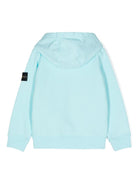 Felpa con applicazione Compass per bambino Stone Island Junior azzurro con cappuccio - Rubino Kids