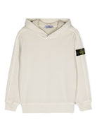 Felpa con applicazione Compass per bambino Stone Island Junior beige con cappuccio - Rubino Kids