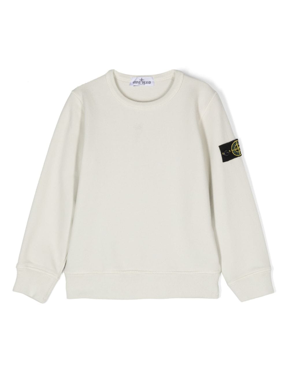 Felpa con applicazione Compass per bambino Stone Island Junior beige con girocollo - Rubino Kids