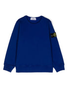 Felpa con applicazione Compass per bambino Stone Island Junior blu con girocollo - Rubino Kids