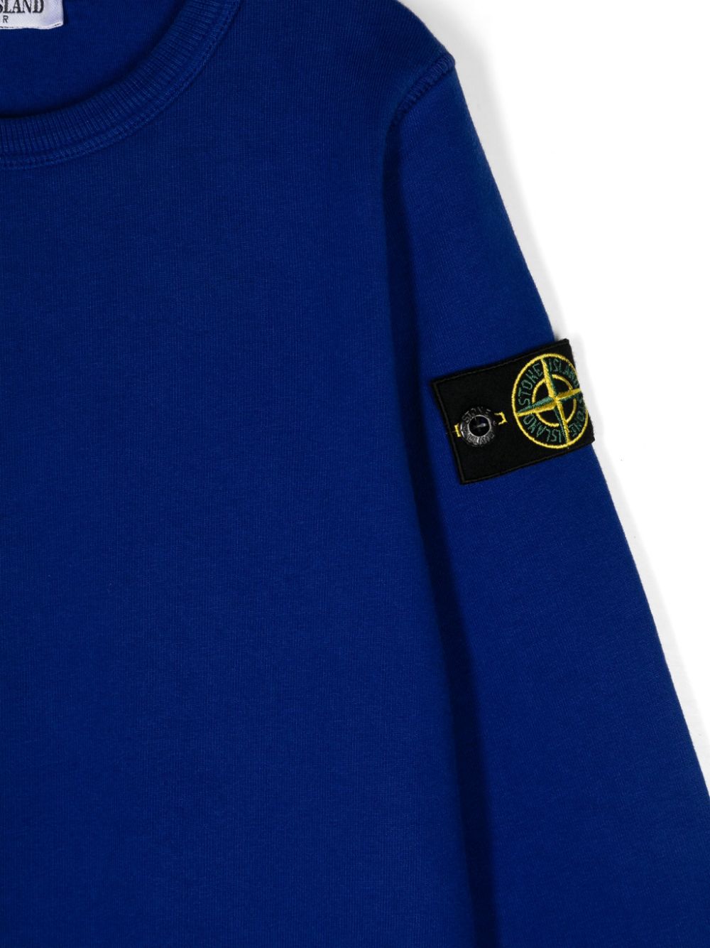 Felpa con applicazione Compass per bambino Stone Island Junior blu con girocollo - Rubino Kids