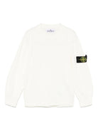 Felpa con applicazione Compass per bambino Stone Island Junior con girocollo - Rubino Kids