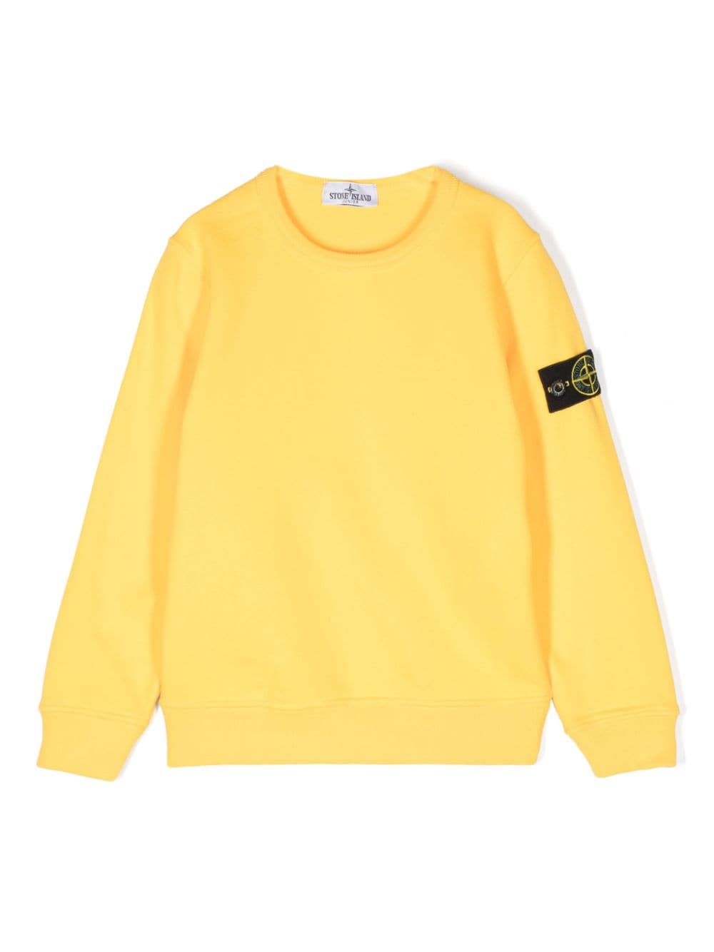 Felpa con applicazione Compass per bambino Stone Island Junior giallo con girocollo - Rubino Kids