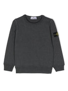 Felpa con applicazione Compass per bambino Stone Island Junior grigio con girocollo - Rubino Kids