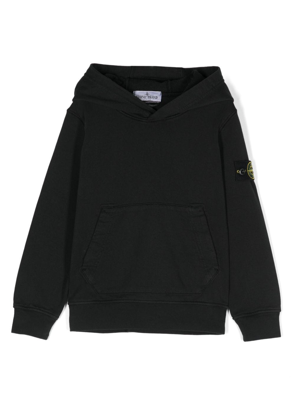 Felpa con applicazione Compass per bambino Stone Island Junior nero con cappuccio - Rubino Kids