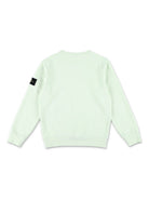 Felpa con applicazione Compass per bambino Stone Island Junior verde con orlo dritto - Rubino Kids