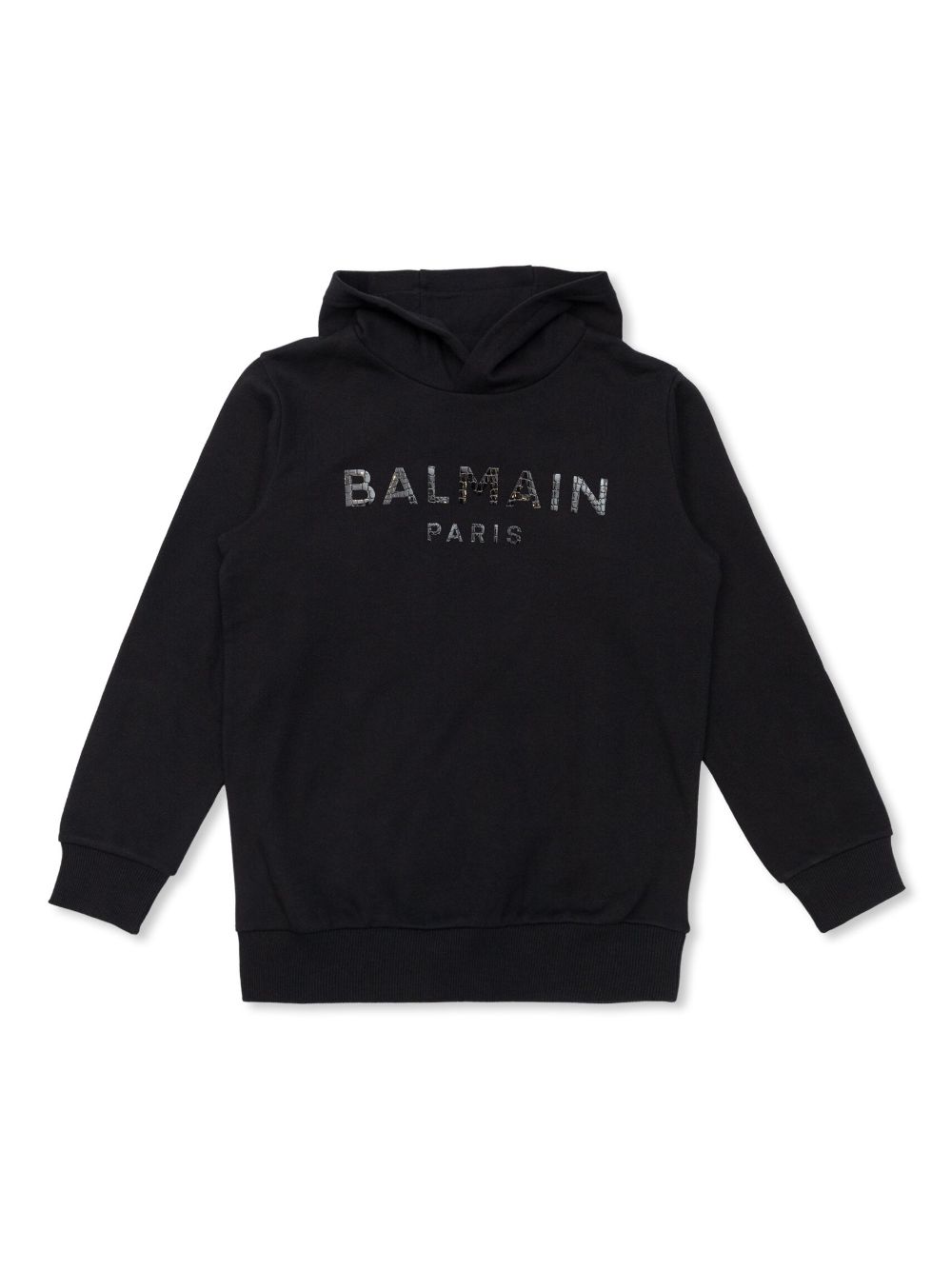 Felpa con applicazione logo per bambino Balmain Kids nero con cappuccio - Rubino Kids