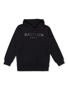 Felpa con applicazione logo per bambino Balmain Kids nero con cappuccio - Rubino Kids