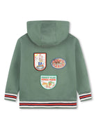 Felpa con applicazione logo per bambino Kenzo Kids verde con cappuccio - Rubino Kids