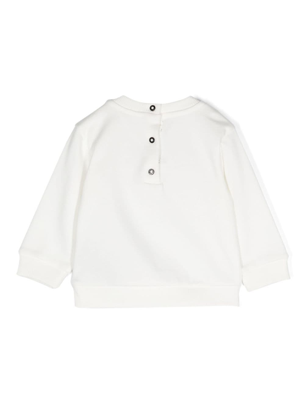 Felpa con applicazione per neonato Balmain Kids bianco con girocollo - Rubino Kids