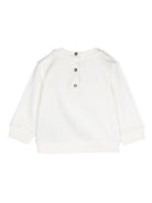 Felpa con applicazione per neonato Balmain Kids bianco con girocollo - Rubino Kids