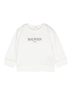 Felpa con applicazione per neonato Balmain Kids bianco con girocollo - Rubino Kids