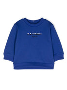 Felpa con applicazione per neonato Balmain Kids blu con girocollo - Rubino Kids