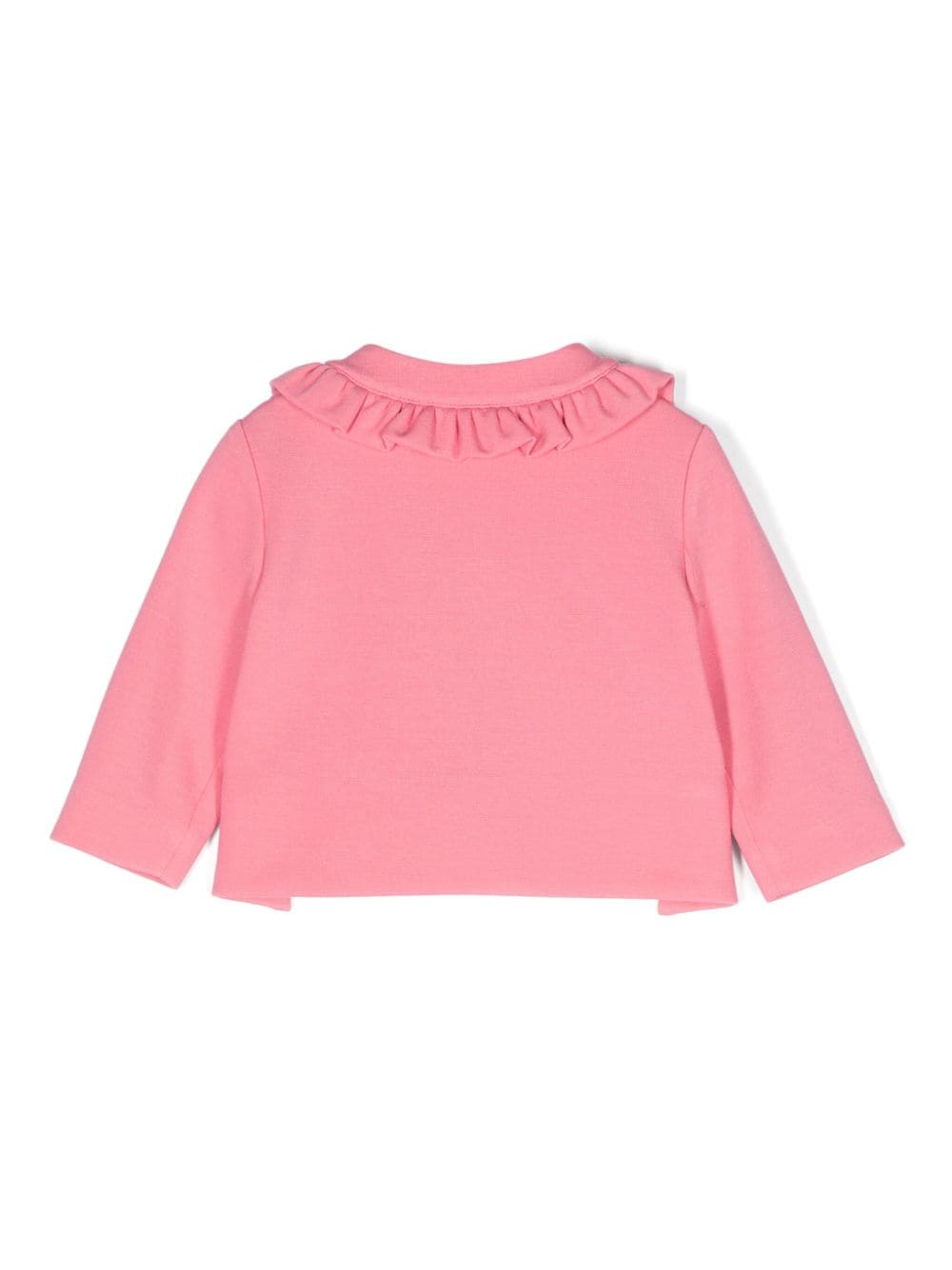 Felpa con arricciature e incisione su moneta per neonata Balmain Kids rosa con scollo rotondo - Rubino Kids