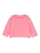 Felpa con arricciature e incisione su moneta per neonata Balmain Kids rosa con scollo rotondo - Rubino Kids