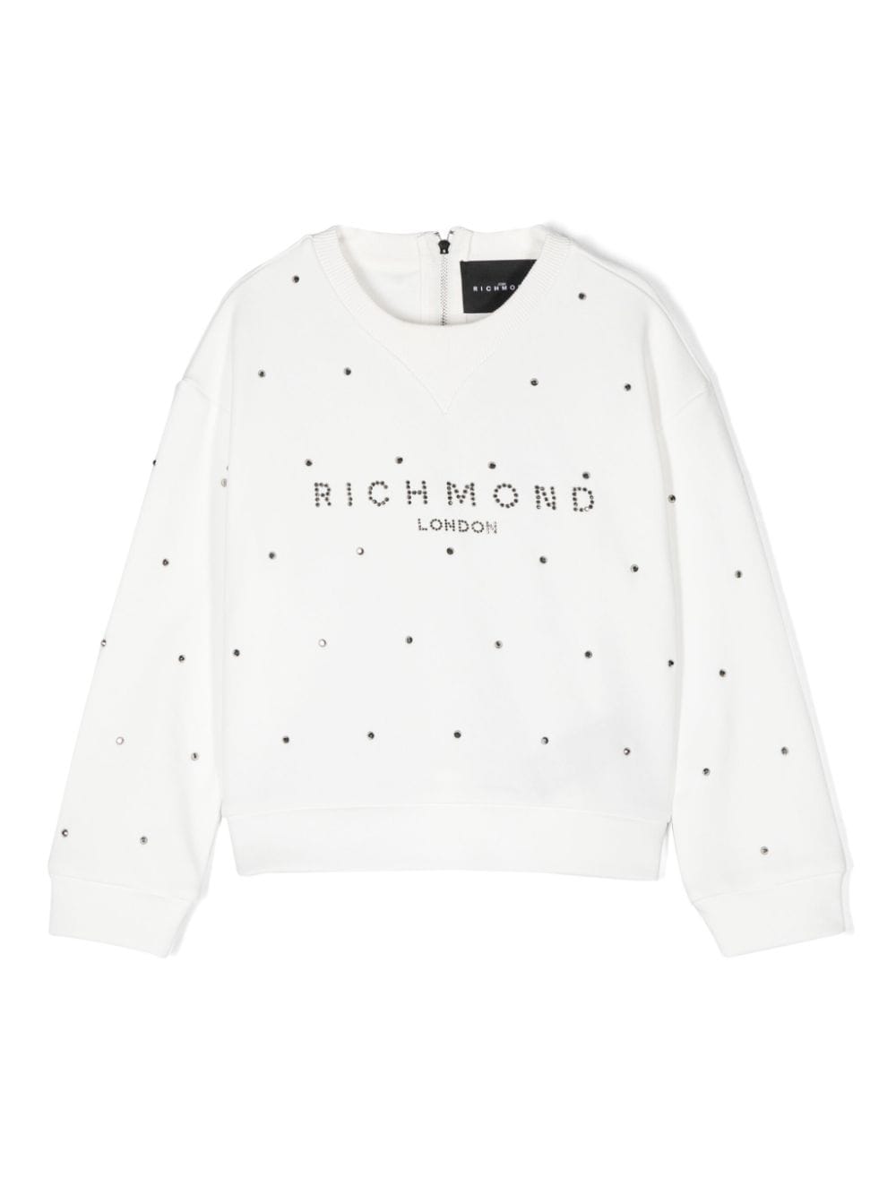 Felpa con borchie per bambina John Richmond Junior bianco con spalle scese - Rubino Kids