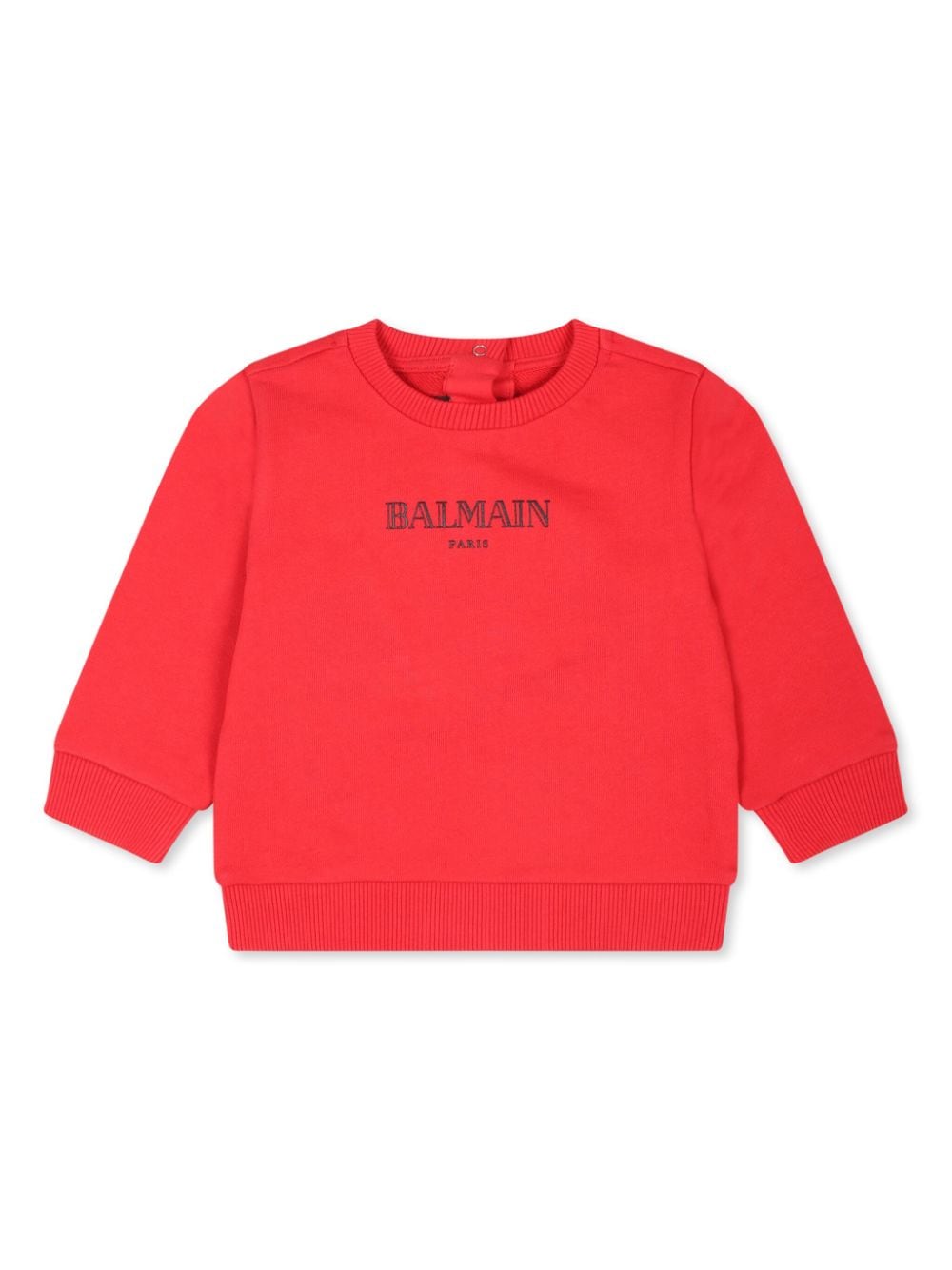 Felpa con bottoni sul retro per neonato Balmain Kids rosso con girocollo - Rubino Kids