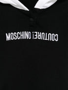 Felpa con cappuccio con logo ricamato per neonato Moschino Kids nera con polsini a coste - Rubino Kids