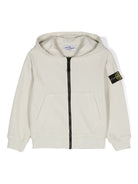 Felpa con cappuccio e cerniera con distintivo della bussola per bambino Stone Island Junior beige - Rubino Kids