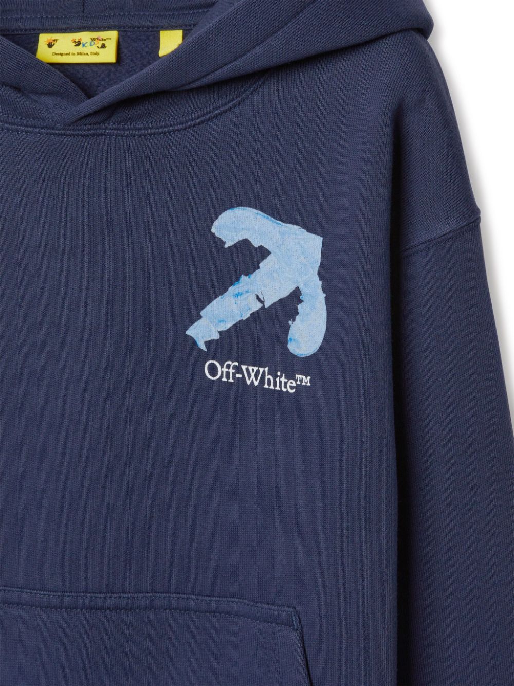 Felpa con cappuccio in cotone acrilico Arrow per bambino Off - White blu con stampa del logo sul petto - Rubino Kids